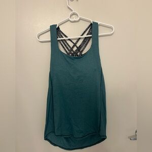 Lululemon Teal Backless Women's Workout Tank Top with Strappy Built-In Sportsbra